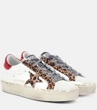 Golden Goose Hi-Star leather sneakers with leopard-print calf hair