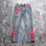 Chrome Hearts x Gallery Dept. Pink Cross Flare Patch Denim Jeans