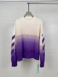 Off-White Crewneck Long-Sleeved Knitted Jumper Purple