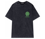 Chrome Hearts - Horseshoe Logo Green +Black Diamond Wash T-Shirt Grey