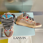 Lanvin Curb Sneaker Crystal Suede Beige