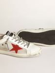 Golden Goose White Superstar sneakers in leather with red star