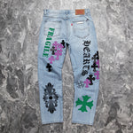 Chrome Hearts Levi's Light Wash Stencil Denim Paris Exclusive “Black & Purple"