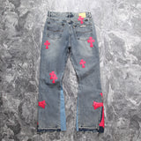 Chrome Hearts x Gallery Dept. Pink Cross Flare Patch Denim Jeans