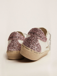 Golden Goose Old School silver laminated leather star and quartz-pink glitter heel tab