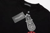 Chrome Hearts - Horseshoe Logo Red +Black Diamond Wash T-Shirt Grey