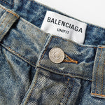 Balenciaga Mud Oil Spilled Denim Baggy Version In Blue