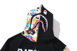 BAPE Multi Camo NYC Logo Shark Full Zip Hoodie Black