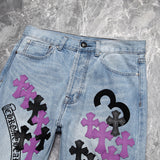 Chrome Hearts Levi's Light Wash Stencil Denim Paris Exclusive “Black & Purple"