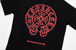 Chrome Hearts - Horseshoe Logo Red +Black Diamond Wash T-Shirt Grey