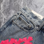 Chrome Hearts x Gallery Dept. Pink Cross Flare Patch Denim Jeans