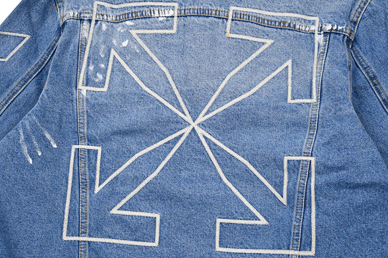 Off-White c/o Virgil Abloh Logo Jacquard Denim Trucker Jacket in Blue for  Men