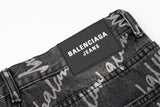 Balenciaga All Over Logo Large Fit Denim Black