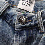 Chrome Hearts x Gallery Dept. Pink Cross Flare Patch Denim Jeans