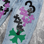 Chrome Hearts Levi's Light Wash Stencil Denim Paris Exclusive “Black & Purple"