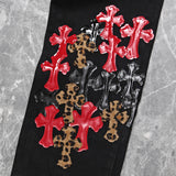 Chrome Hearts Red and Leopard Cross Patch Jeans