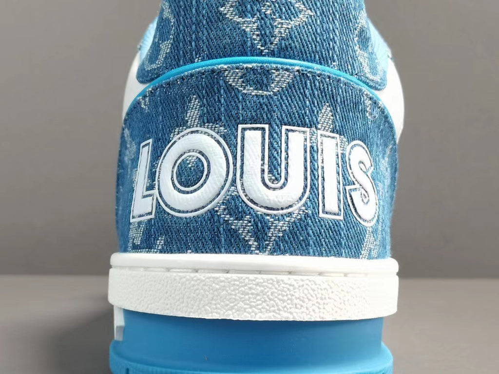 Louis Vuitton Trainer Monogram Denim Sneakers for Sale in Peck