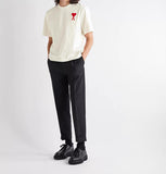 AMI PARIS - WHITE TEE WITH BIG RED HEART LOGO EMBROIDERED