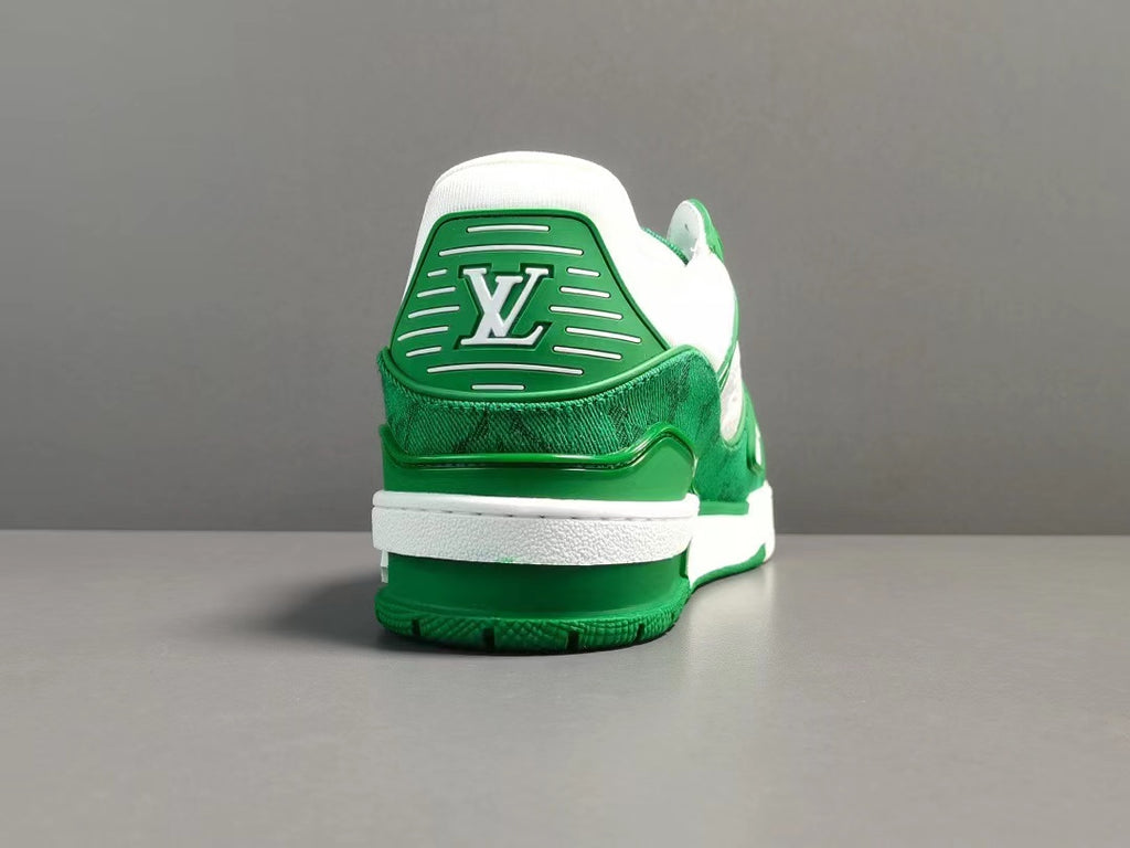 Louis Vuitton Trainer Green Monogram Denim White – Tenisshop.la