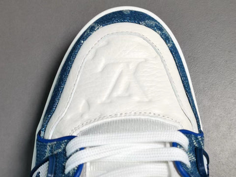 Louis Vuitton LV Trainer Monogram Denim White Blue – shoegamemanila