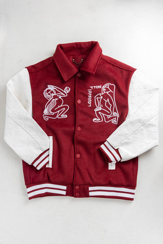 RED LEATHER BOMBER VARSITY JACKET | LOUIS VUITTON