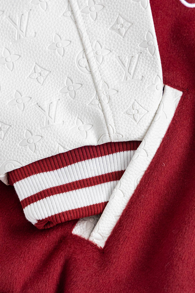 Louis Vuitton Supreme Red Monogram Varsity Jacket