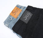 Supreme Frayed Logos Denim Trucker Pants BLACK