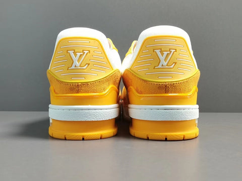 Louis Vuitton Trainer Yellow Monogram Denim White - Mens, Size 9.5