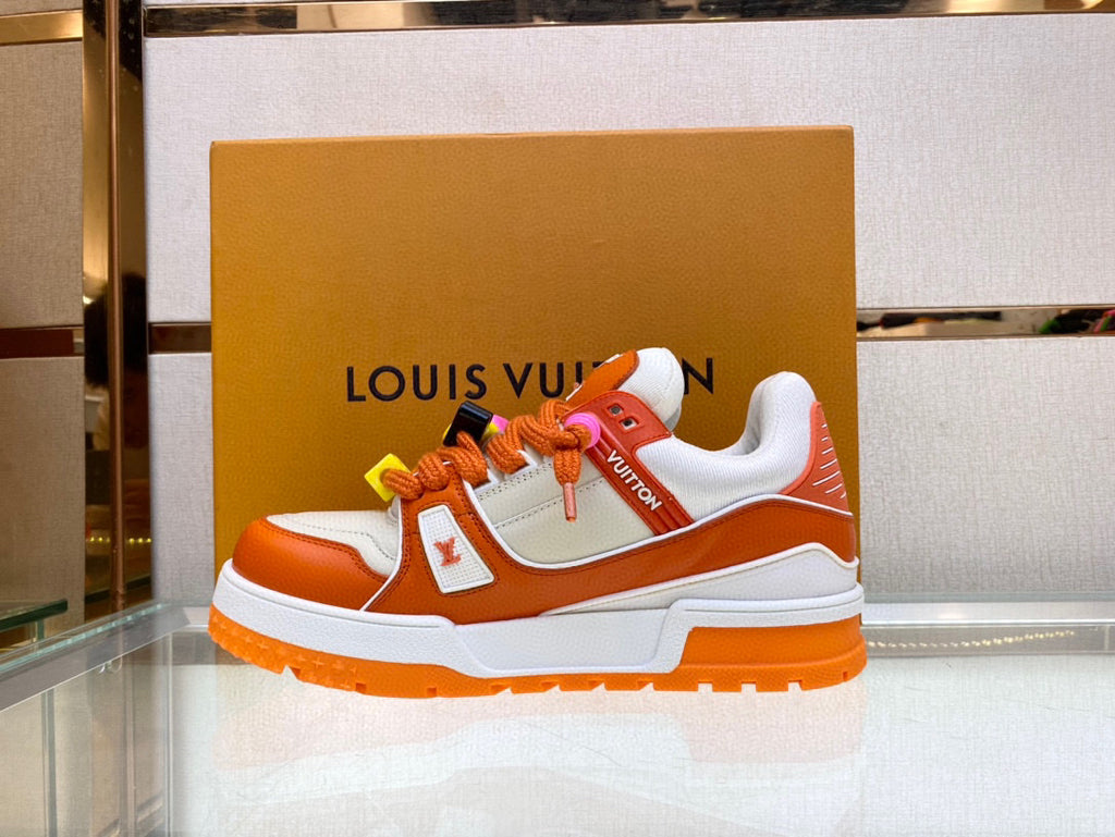 REAL LEATHER Louis Vuitton Trainer Maxi Orange White (TOP QUALITY 1:1  DETAILES, FROM SUPLOOK) wholesale and retail, worldwide shipping. Pls  Contact Whatsapp at +8618559333945 to make an order or check details :  r/Suplook