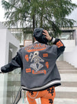 OFF - WHITE Gray wool and leather varsity jacket