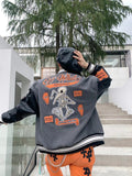 OFF - WHITE Gray wool and leather varsity jacket