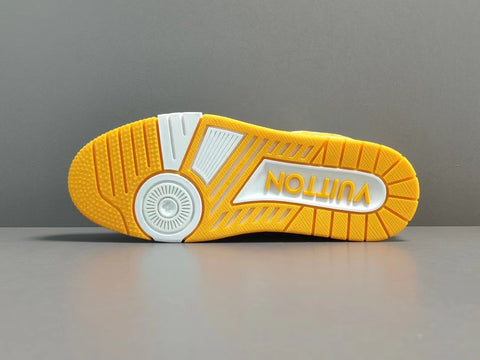 SALEOFF Louis Vuitton Trainer Yellow Monogram Denim White Sneaker