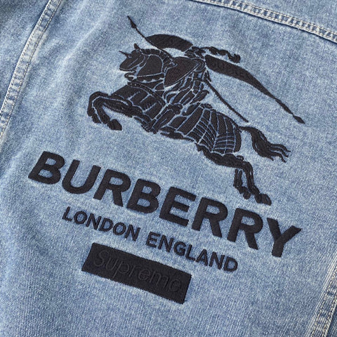 Supreme Burberry Denim Trucker Jacket Washed Blue – Tenisshop.la
