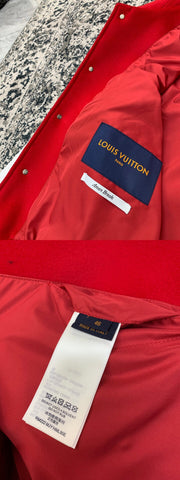 Louis Vuitton, Jackets & Coats, Rare Louis Vuitton X Supreme Red Leather  Monogram Varsity Bomber Jacket Fw7