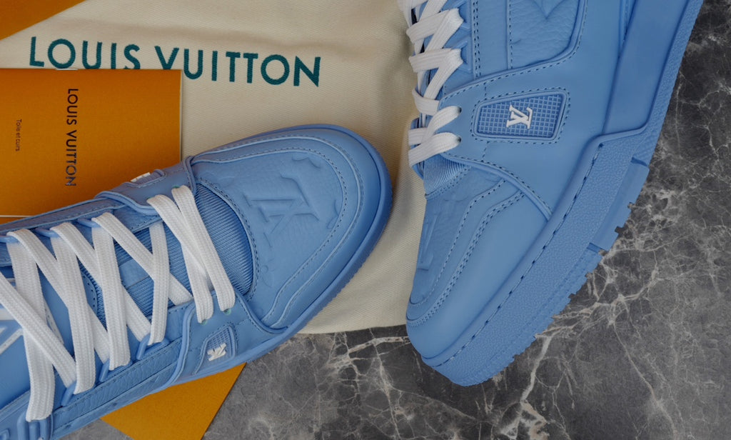 NWT Louis Vuitton Trainers Blue Embossed Monogram