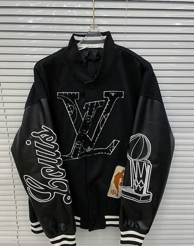 L-V Louis Vuitton 2023 X (NBA) Bomber Black Varsity Jacket