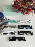 Off-White Cady Acetate 142mm Rectangular Sunglasses Black / Transparent