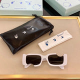 Off-White Cady Acetate 142mm Rectangular Sunglasses Black / Blue