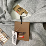 Supreme Burberry Box Logo Hooded Sweatshirt Heather Grey
