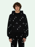 Off-White Oversized Fit Allover Logo Hoodie Black