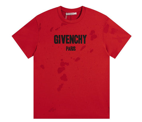 GIVENCHY Paris Distressed Logo T Shirt Red