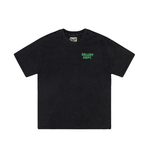 Gallery Dept. Logo Print Crew Neck T-Shirt Black/Green