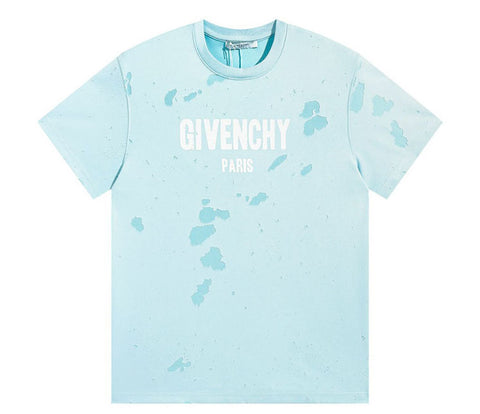 GIVENCHY Paris Distressed Logo T Shirt Sky Blue