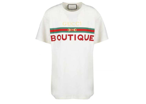 GUCCI Boutique Print Cotton T-shirt White
