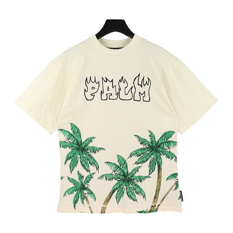 Palm Angels Palm-print Cotton-jersey T-shirt White