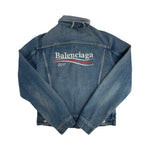 Balenciaga Campaign Logo Distressed Denim Jacket