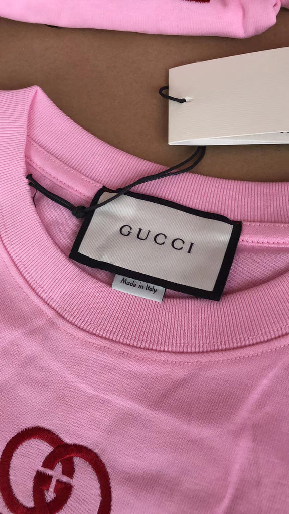 GUCCI Tennis Logo T Shirt Pink Tenisshop.la