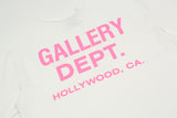 Gallery Dept. Logo Print Crew Neck T-Shirt White/Pink