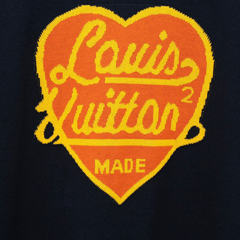 Louis Vuitton X Nigo Intarsia Jacquard Heart Crewneck Dark Ocean for Women