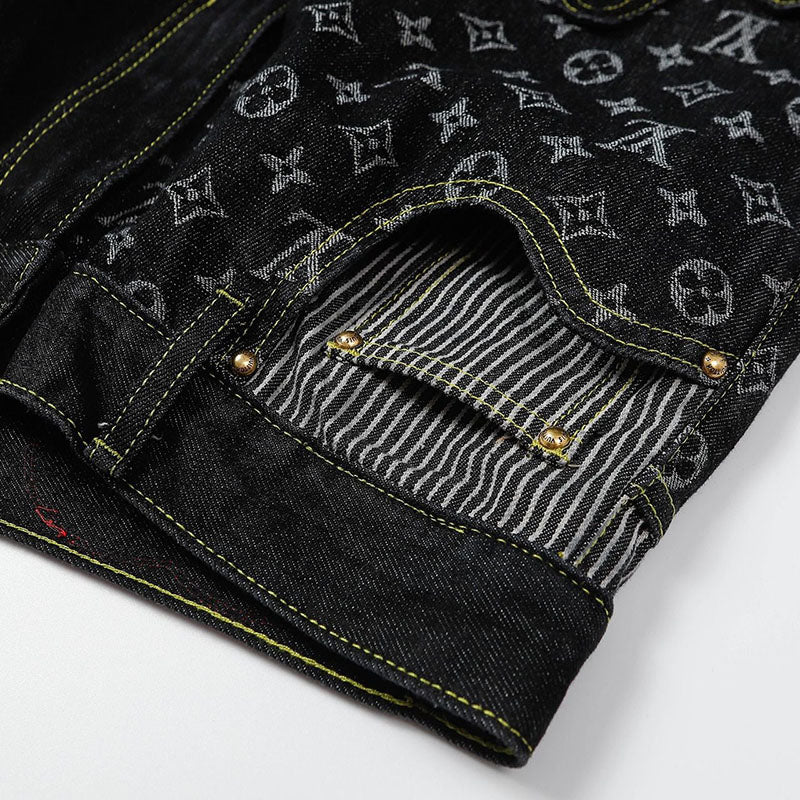 Shop Louis Vuitton Monogram Patchwork Denim Pants (1A9GGV, 1A9GGP